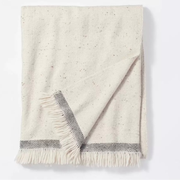 BRAND NEW Threshold Woven Striped Border Nep Throw Blanket with Fringes - Picture 1 of 4